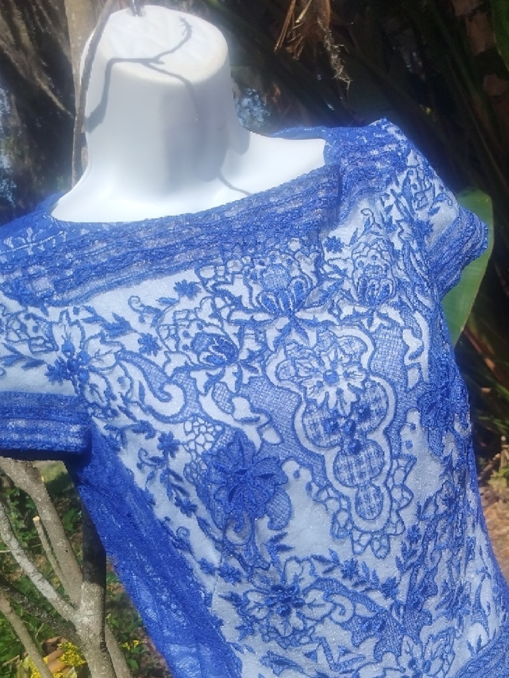 Tadashi Shoji Blue Lace Sheath Dress - Elegant Women's Dress Size 2 - Picture 7 of 13